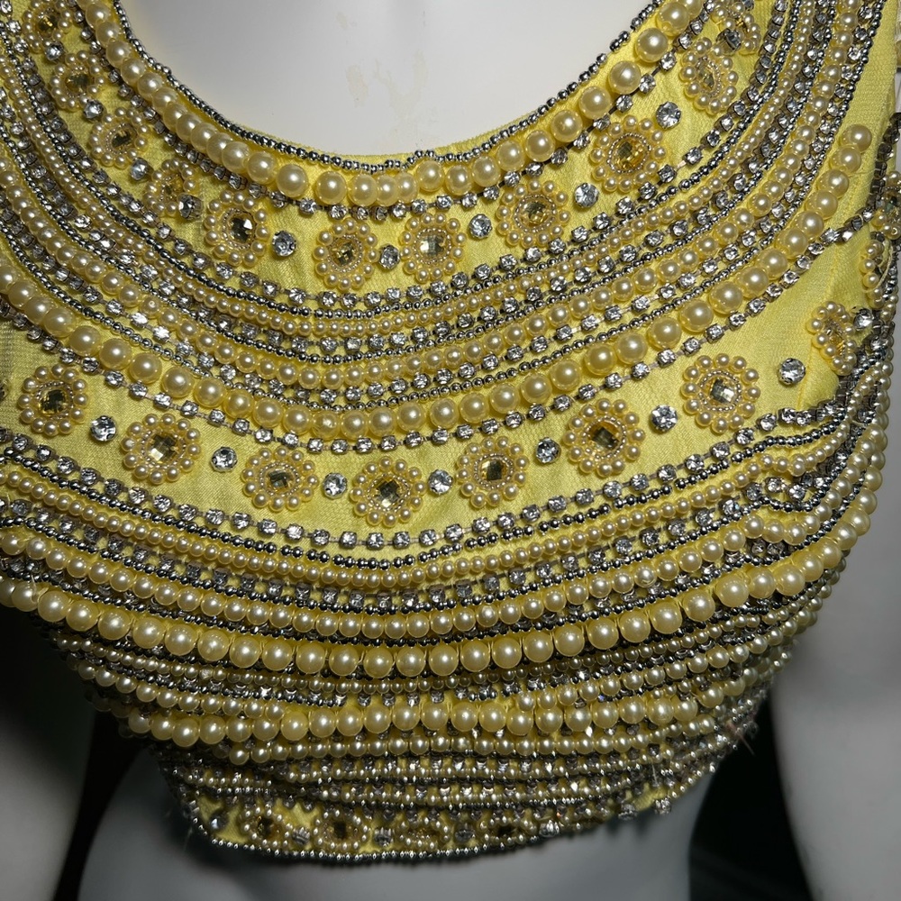 Yellow peal  two piece gown